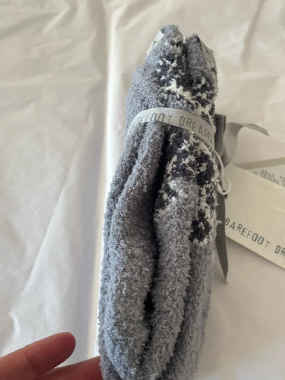 Barefoot Dreams Moonbeam Multi Grey and Cream Cozy Fair Isle Socks one size
